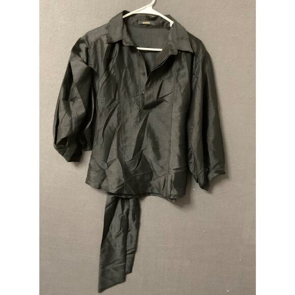 Amitie Black Polyester Blouse Lightweight Long Sleeve Size S Romantic Dark Goth - Picture 1 of 7